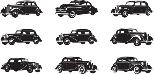 Vintage hand drawn logo design illustration of an old car, capturing the nostalgia and classic charm of automotive history