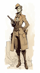 A female gunfighter. AI Generated