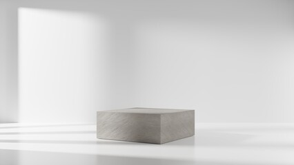 Minimal background for branding and product presentation. Stone podium or pedestal. 3d rendering illustration.