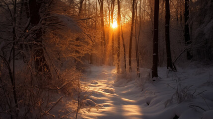 Beautiful winter landscape. AI Generated