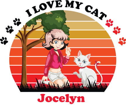 Jocelyn Is My Cute Cat, Cat name t-shirt Design