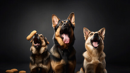 Dynamic Studio Shot of German Shepherds. 