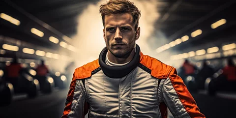 Fotobehang Formula One Racing Driver Ready for Start of F1 Racing Competition © Bartek