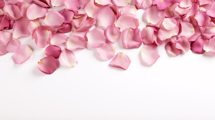 Fototapeta premium Fragile pink rose petals dehydrated on a pallid backdrop.