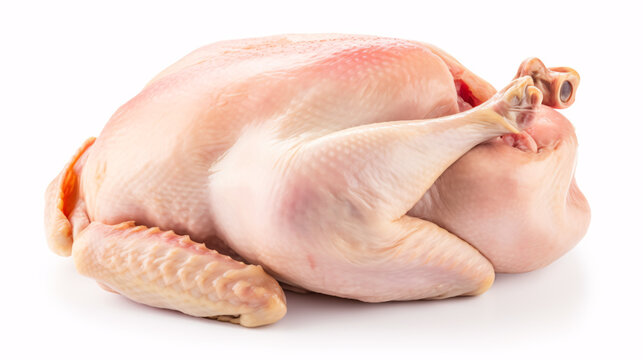 Whole, unprocessed fowl isolated on white; ideal for edibles.