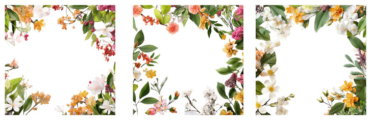 Fototapeta na wymiar A Delightful Assortment of Floral Frames to Enhance Your Crafting and Decorating Projects, Bringing Nature's Beauty into Your Home