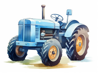 Obraz premium Cute clipart of watercolor illustration of country tractor on white background