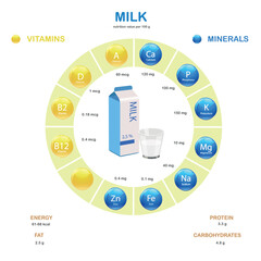 Infographics about nutrients in milk