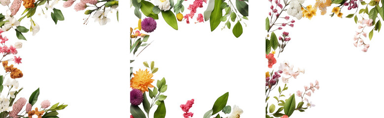Fototapeta premium Lush Green Ivy Leaves, Fern Fronds, and Colorful Gerbera Daisies Form a Vibrant Wreath Shape that Makes for a Joyful Floral Frame png file