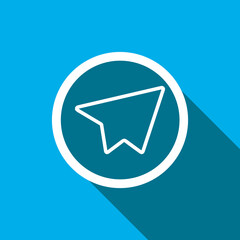 Paperplane icon vector. Telegram icon sign symbol in trendy flat style. Telegram vector icon illustration isolated on blue background