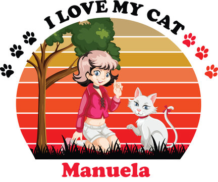 Manuela Is My Cute Cat, Cat name t-shirt Design