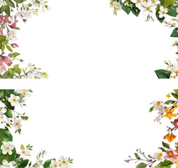 Fototapeta premium beautiful Floral Vine Frame Borders PNG Images for Wedding and Party Stationery