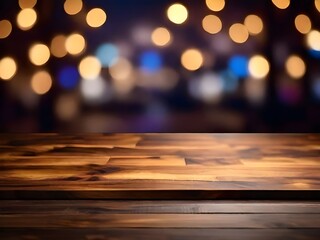 Christmas lights on wooden background