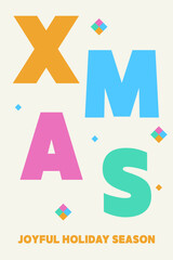 Christmas greeting card with geometric elements. Vector illustration