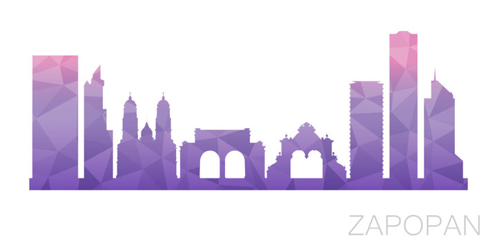 Zapopan, Jalisco, Mexico Low Poly Skyline Clip Art City Design. Geometric Polygon Graphic Horizon Icon. Vector Illustration Symbol.