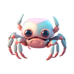 A cartoon of a pink and white crab
