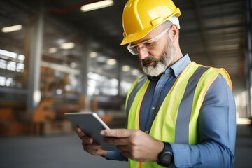 Confident Engineer Managing Site Operations with Digital Tools