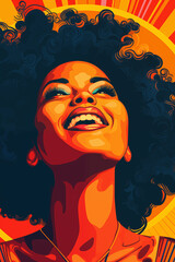 Empoderamento Pintado em Cores: A Jovem Afro e Seu Sorriso Majestoso no Dia da Consciência Negra, IA Generativa - obrazy, fototapety, plakaty
