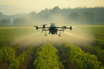 Agrarian Alarm: Drones Spreading Chemical Chaos - obrazy, fototapety, plakaty