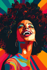 Empoderamento Afro: O Encanto do Dia da Consciência Negra com um Sorriso Radiante, IA Generativa - obrazy, fototapety, plakaty