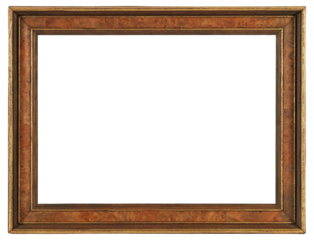 Lacquered wood picture frame in PNG format on a transparent background.