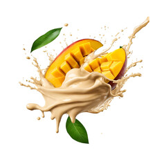 A mango with a splash of cream