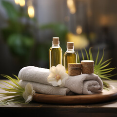 Entspannung, Wellness, Massage, Handtuch, &Ouml;l,  Pflanzen, Blume,  natur, Thai, Spa, Kerzenlich, wohlf&uuml;hlend, 