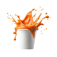 Orange liquid splashing out of a cup