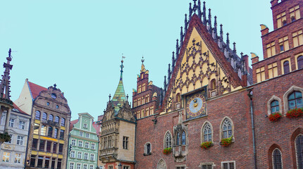 Fototapeta premium The old building in the historical center on Wroclaw, Poland