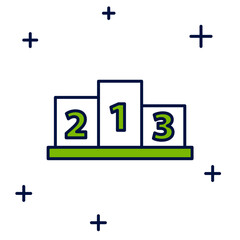 Filled outline Award over sports winner podium icon isolated on white background. Vector