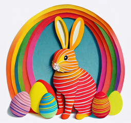 Easter bunny with easter eggs