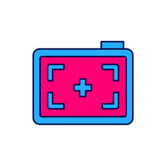 Filled outline Photo camera icon isolated on white background. Foto camera. Digital photography. Vector