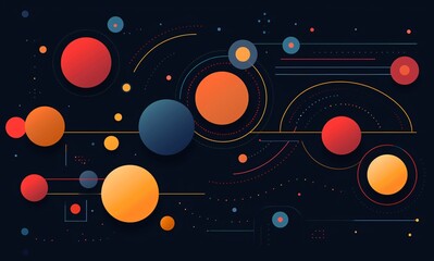colorful circles and dots on a dark background, animated shapes, bauhaus-inspired designs, animated gifs