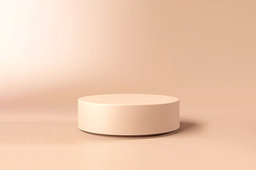 Beige light podium for cosmetic product presentation