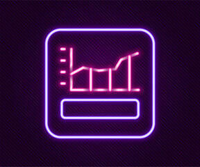 Glowing neon line Graph, schedule, chart, diagram, infographic, pie graph icon isolated on black background. Colorful outline concept. Vector