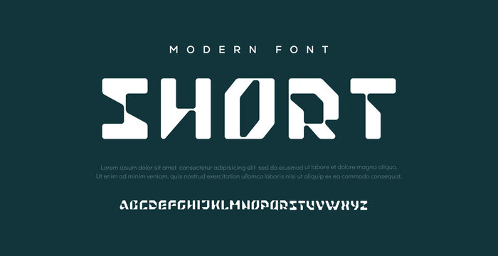 SHORT Modern abstract digital alphabet font. Minimal technology typography, Creative urban sport fashion futuristic font and with numbers. vector illustration