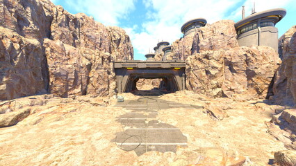 惑星探査基地入り口　3DCG レンダリング © tsuneomp