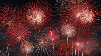 Fototapeta premium fireworks in night sky, holiday background, bright colorful lights