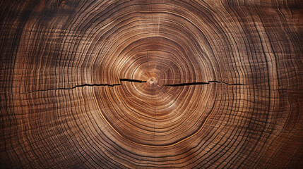 Old wooden oak tree cut surface. Rough organic texture of tree rings with close up of end grain.
