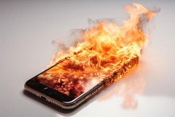Mobile phone explodes and burns, battery burning