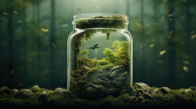 Enchanted Forest Terrarium with Mystical Creatures
