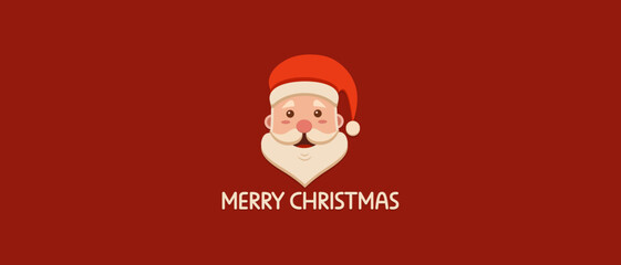 Christmas and New Year flat design greeting card. Christmas Banner. Christmas tree, Christmas wreath, and Santa. Vector flat illustration.