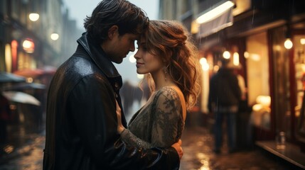Fototapeta premium couple in love on the street 