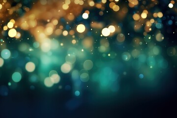 Golden and teal bokeh lights with a dreamy background - obrazy, fototapety, plakaty