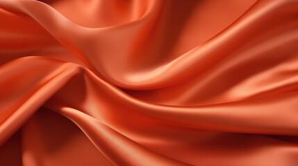 Smooth orange satin fabric in a luxurious coral hue with soft folds