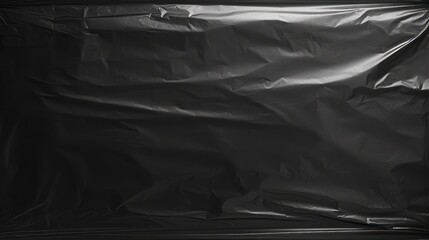Genuine polyethylene texture on black background. Curled packaging