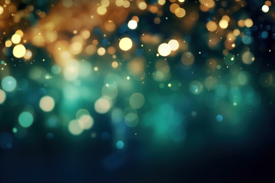 Golden and teal bokeh lights with a dreamy background