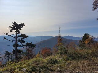 Idyllic mountain landscape in Lower Austria. View from Hockeck Peak in Autumn