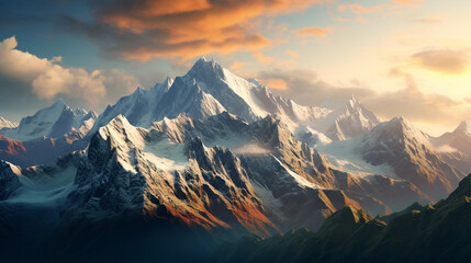 Panoramic view of mountain range - Powered by Adobe