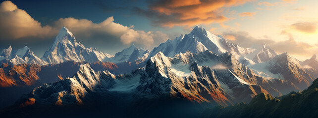 Panoramic view of mountain range - obrazy, fototapety, plakaty